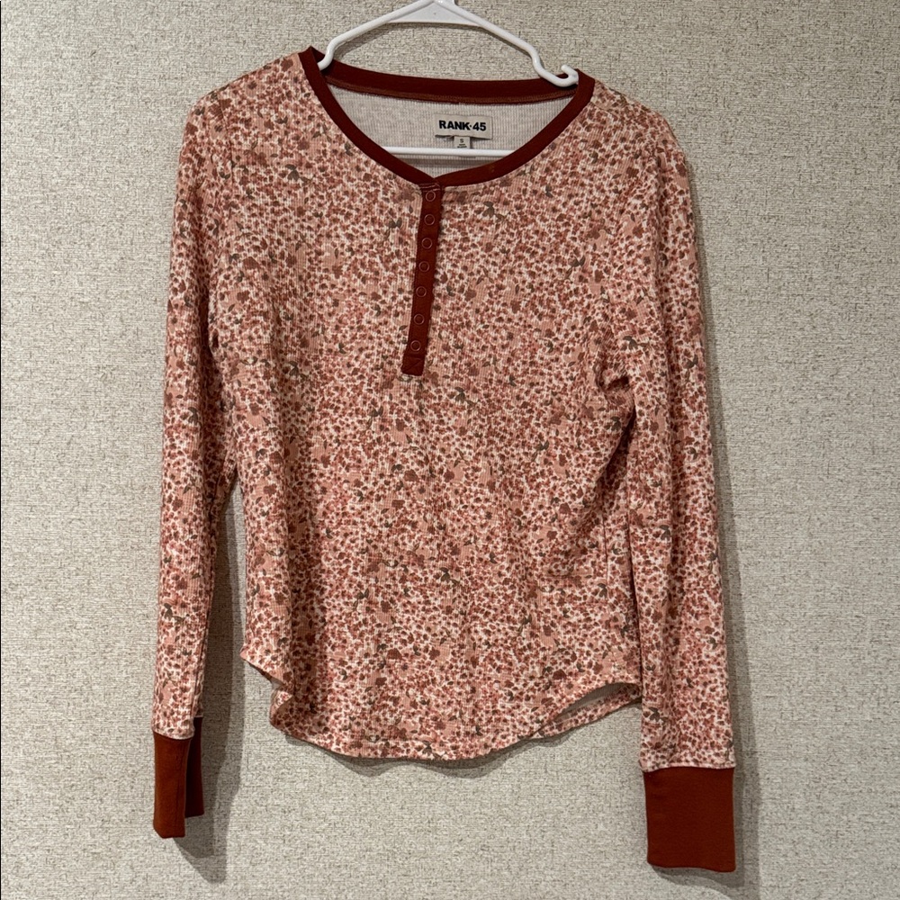 Rains Women's Floral Long Sleeve Top - Pink and Red